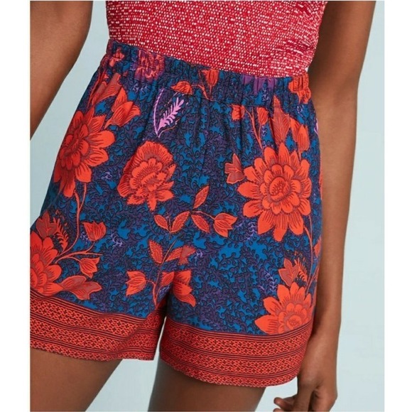 Anthropologie Pants - Anthropologie Ett Twa Women‎ XL Wynnewood High Rise Floral Shorts Pockets Red